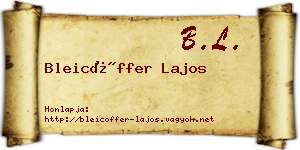Bleicöffer Lajos névjegykártya